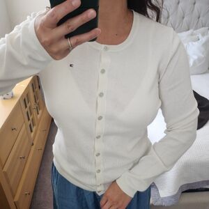 100% Cotton Cream Cardigan Sweater